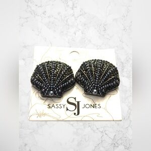 Sassy Jones Lola Shell Statement Gunmetal Earrings